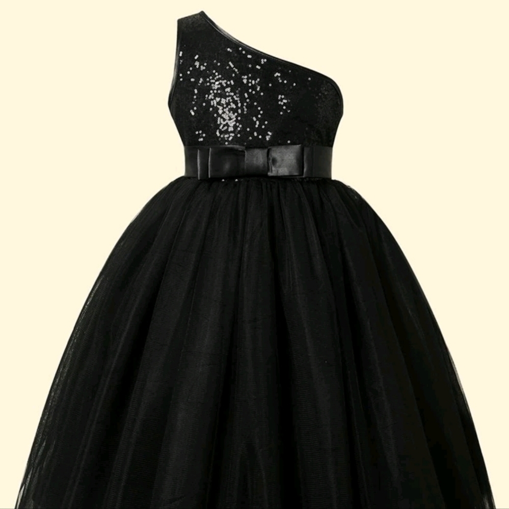 Girls black off shoulder dress